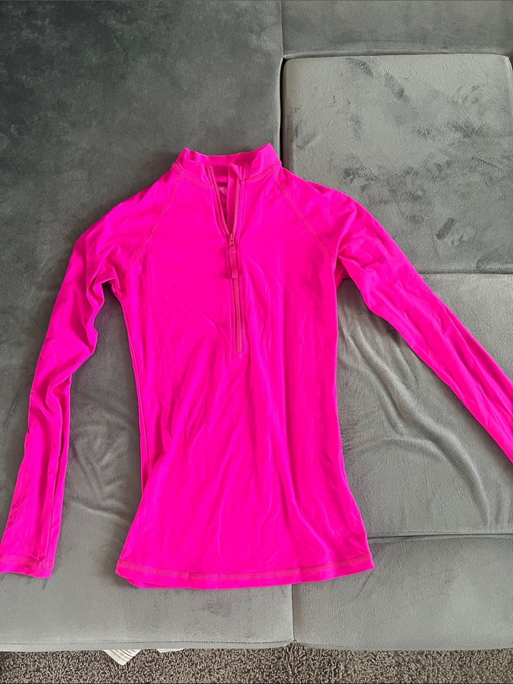 J. Crew Neon Pink Long-Sleeve Half-Zip Swim Top